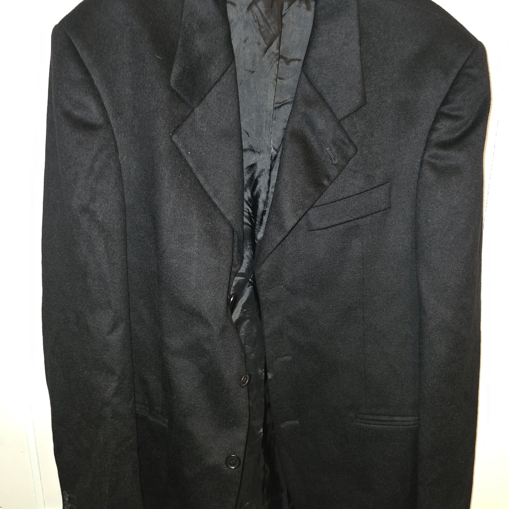 Men's Trieste Lanificio del Casentino Pure Cashmere Black Blazer Jacket 37R